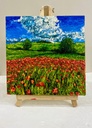 Acrylic Knife Painting on Canvas: Impressionist Field of Poppies