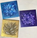 Tranquil Blues (Acrylic Leaf Printing on Canvas)