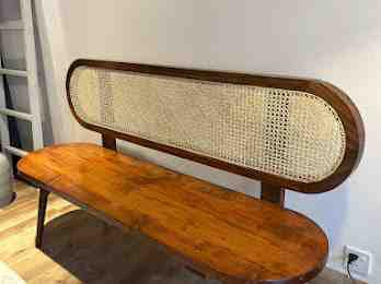Rattan Bench with back  IMG # 1