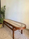 Round Sheesham Bench with Handwoven cane IMG # 1
