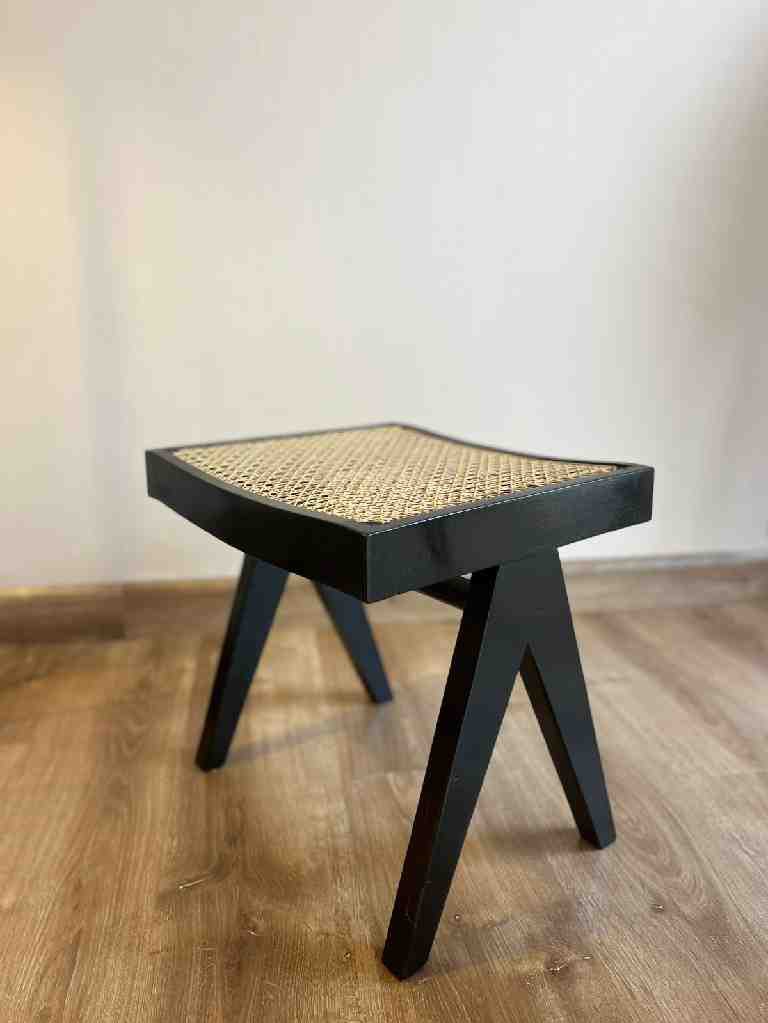 Dark Rose Wood Rattan Stool - Duplicate IMG # 1