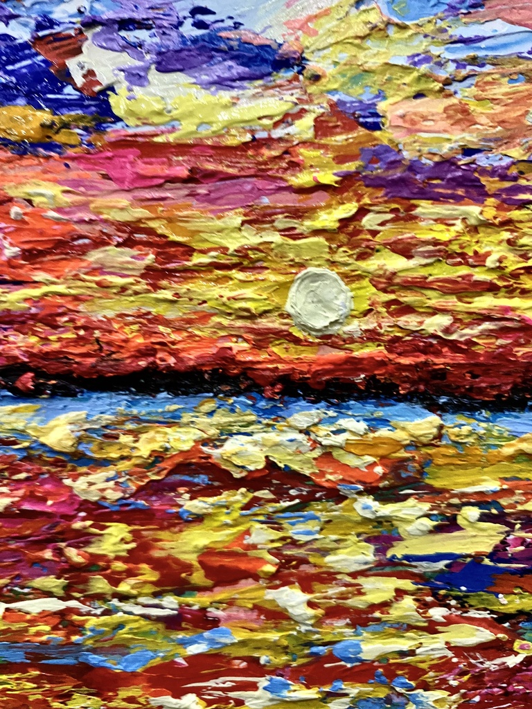 Sunset Seascape Palette Knife Painting