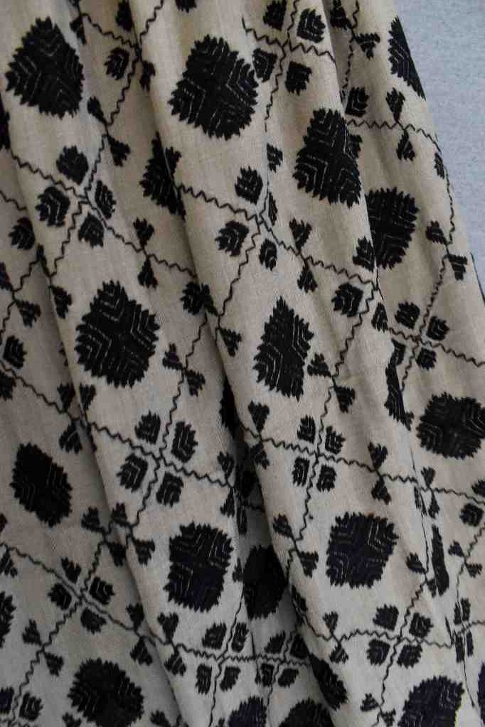 Black and Beige Phulkari Shawl IMG # 1
