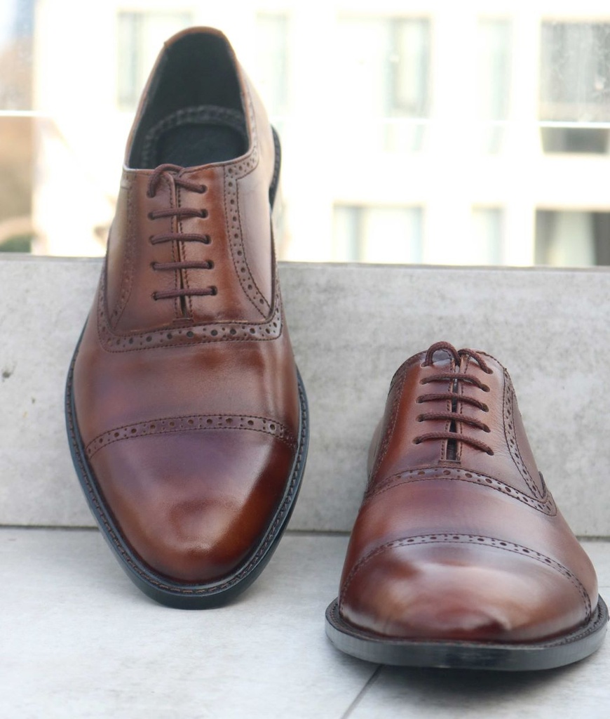 Dual Shade Tan-Brown Handmade Leather Shoe