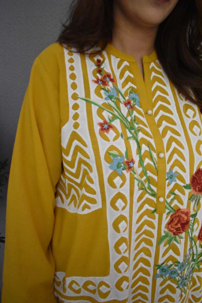 Mustard Rilli Patchwork Kurta IMG # 1