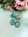 Turquoise Gold Flake Teardrop Earrings IMG # 1
