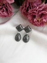 Black & Silver Square Earrings IMG # 1