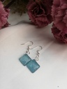 Red & Silver Square Earrings IMG # 1