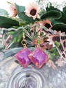 Green Glittered Gold Flake Earrings IMG # 1