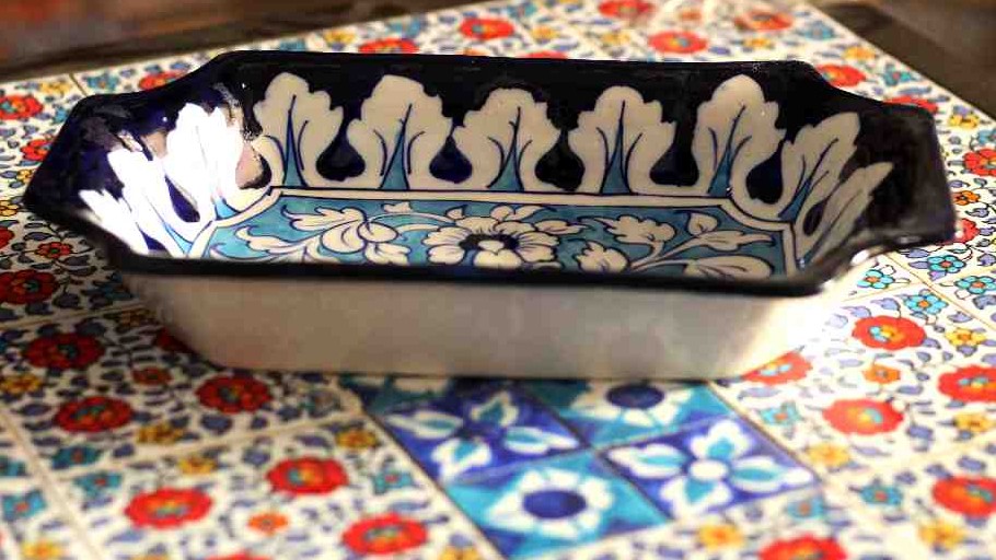 Blue Pottery Flower Dish - Duplicate IMG # 1