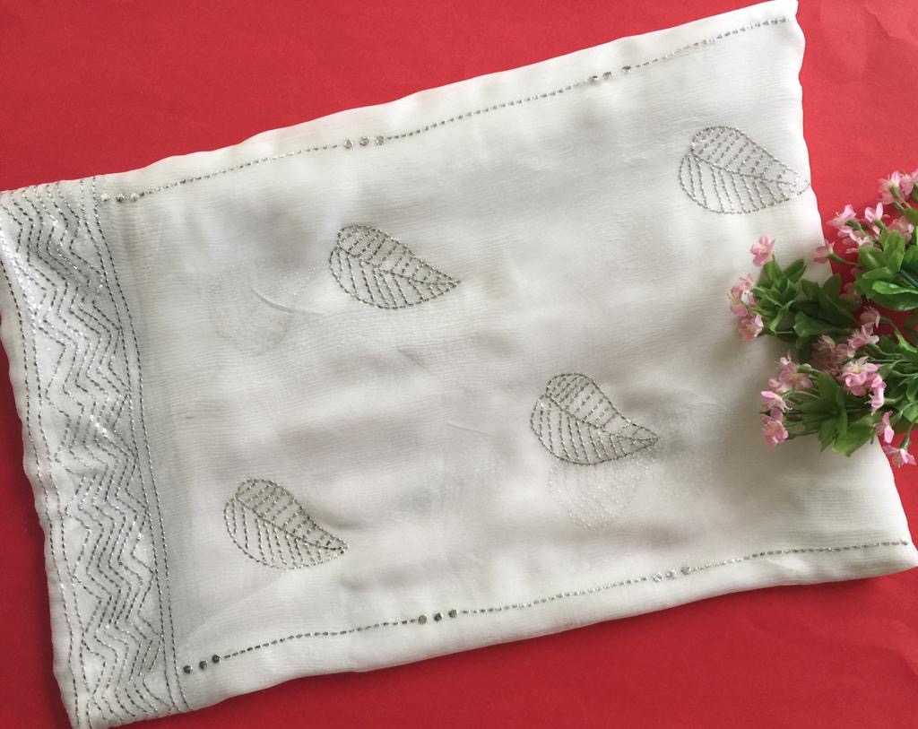 Pure Chiffon Chikankari Work Dupatta And Shirt Unstitched 2 Piece  (copy)