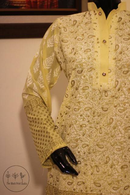 Block Printed 3 Piece unstitched suit IMG # 1