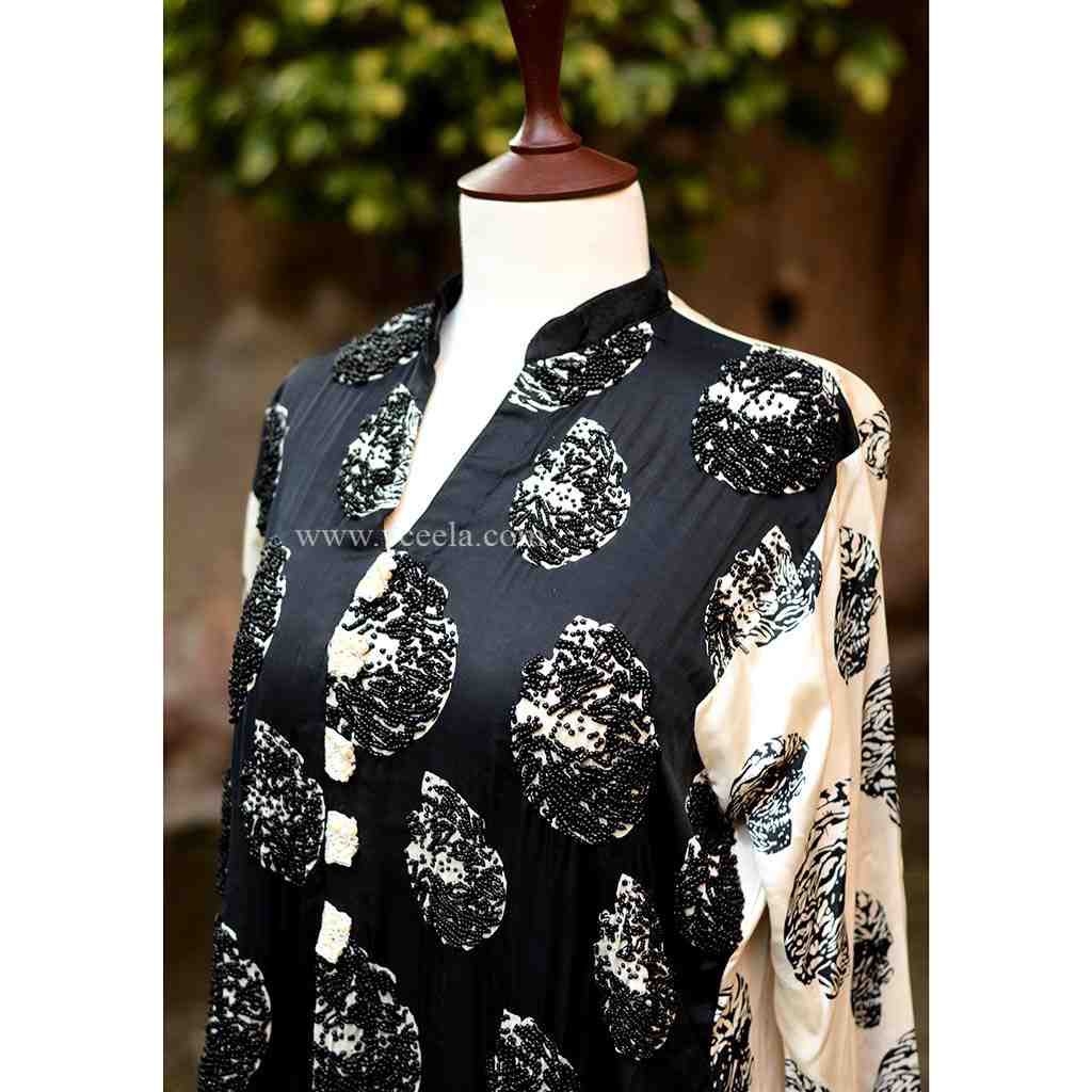 Embroidered red shirt with moti work - Duplicate IMG # 1