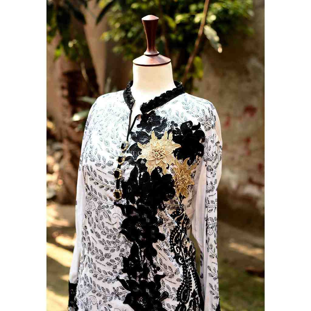 Embroidered red shirt with moti work - Duplicate IMG # 1