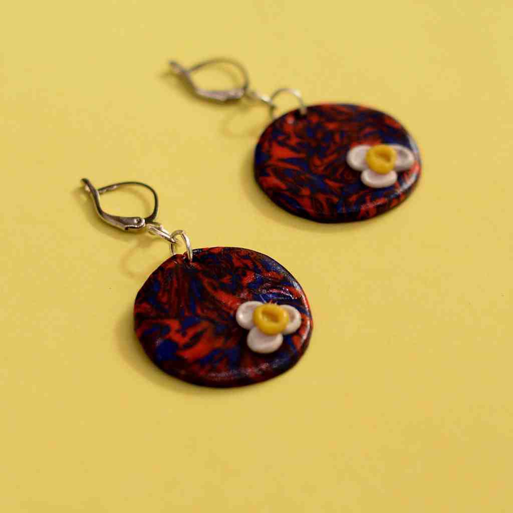 Handmade Earrings with Little Flower IMG # 1