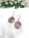 Red & Silver Floral Earrings