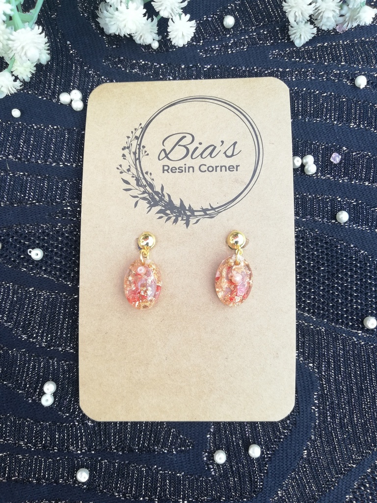 Red Floral Stud Earrings