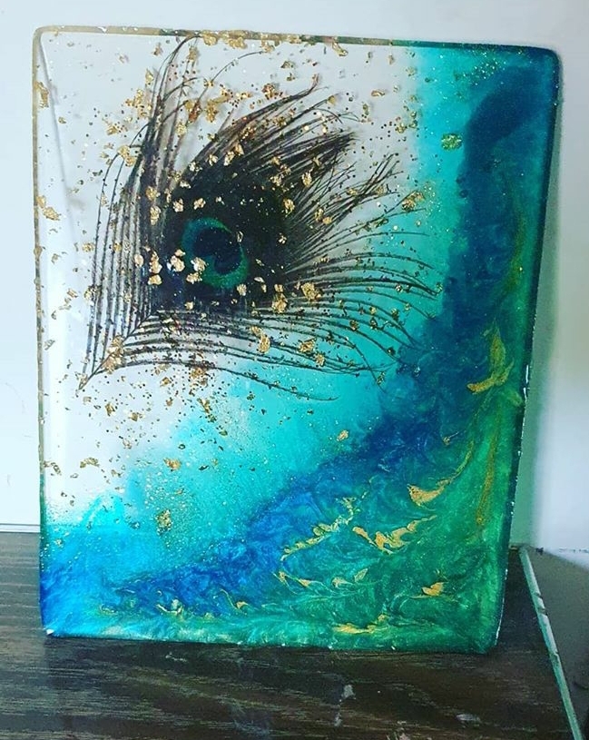 Peacock resin tray