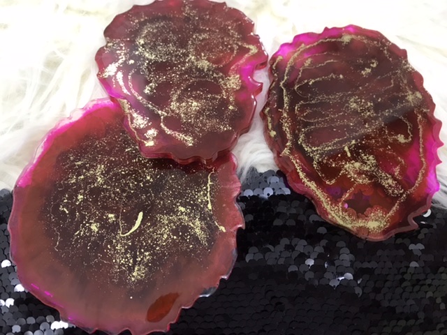 Resin glass coasters or lids Set of 3