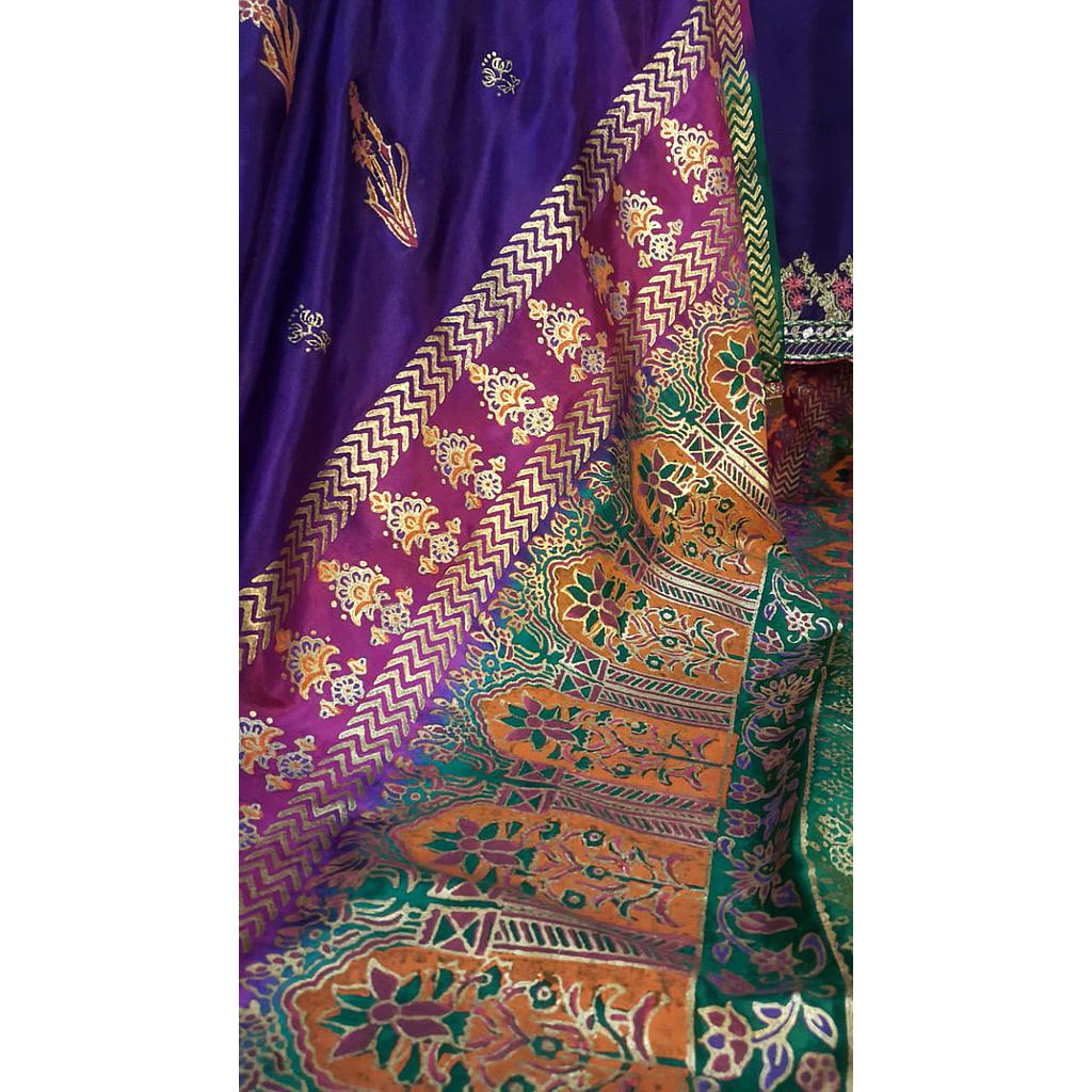 Silk block print Dupatta