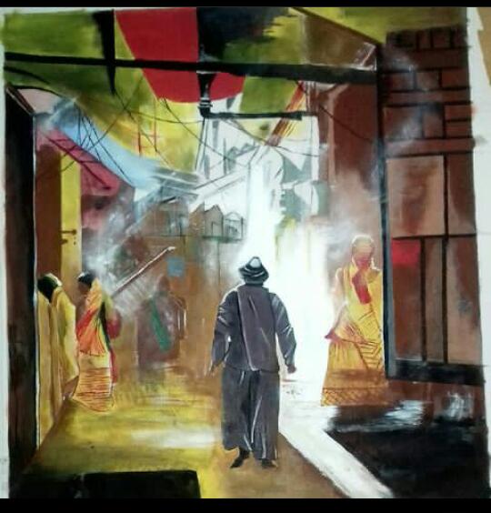 Handmade village bazar painting