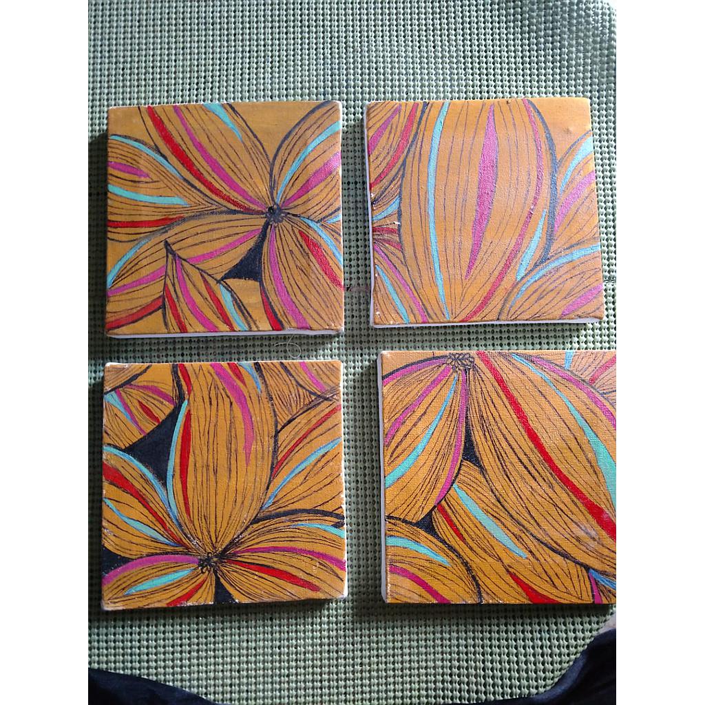 4 pc floral canvas set