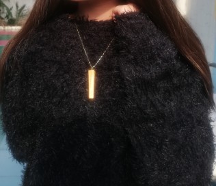 Metallic Gold Elongated Pendant