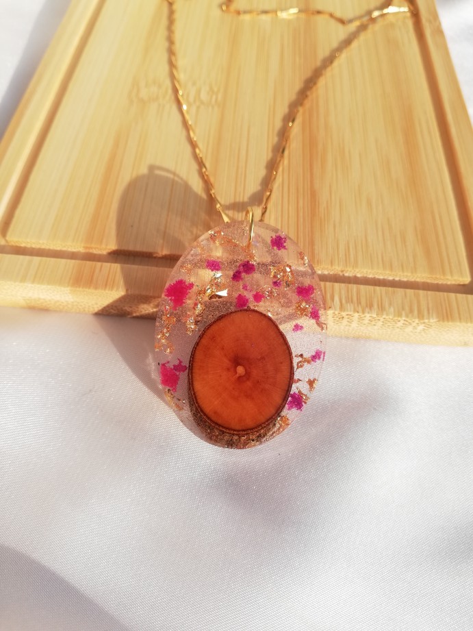 Wood Log Gold Flake Pendant