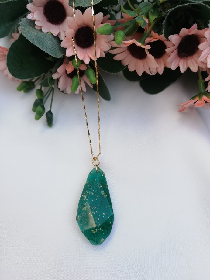 Emerald Green Gold Flake Pendant