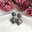 Black & Silver Square Earrings