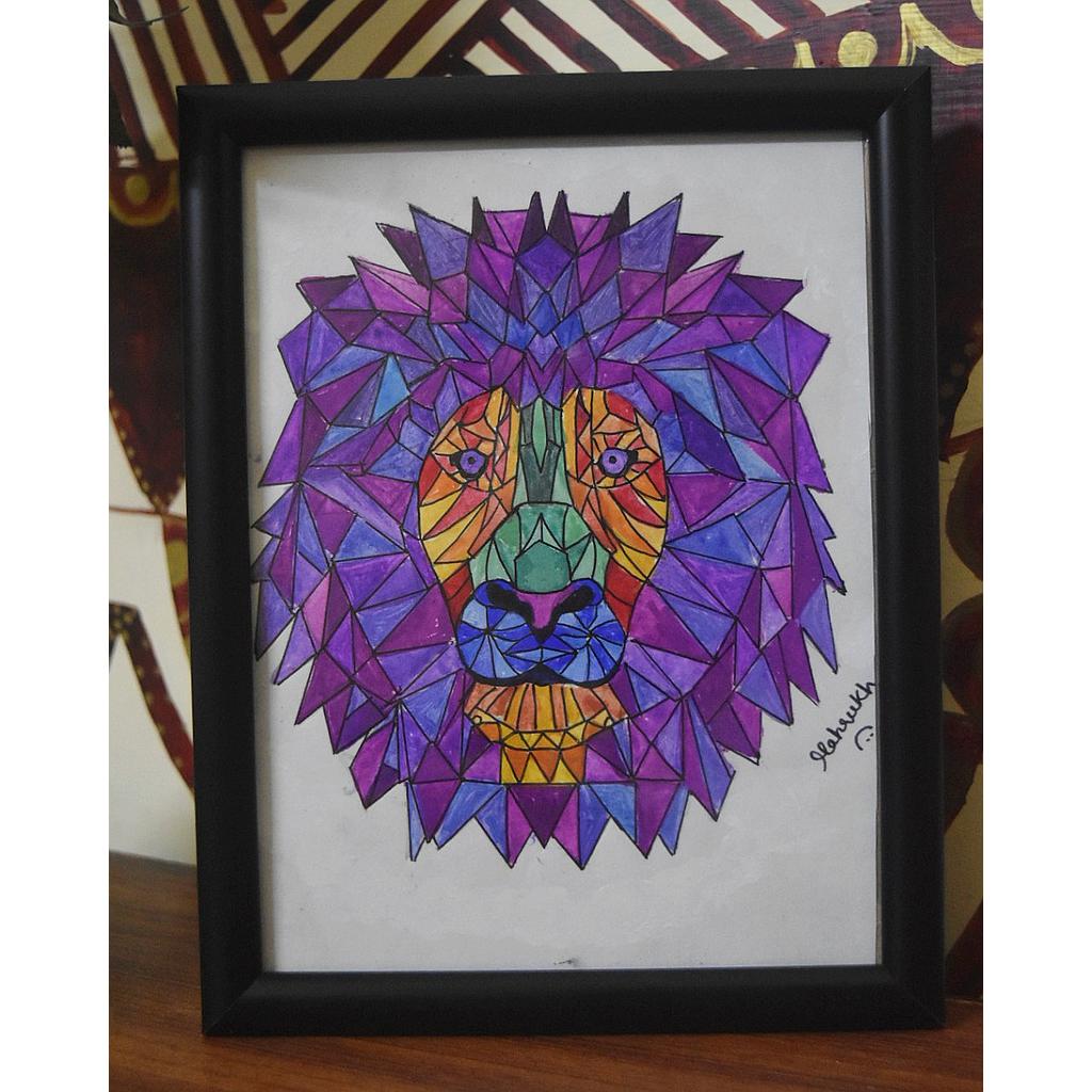 Lion Acrylic Painting (Geometric Art)