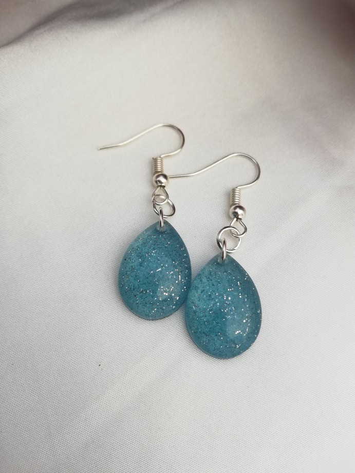 Ice Blue & Silver Teardrop Earrings