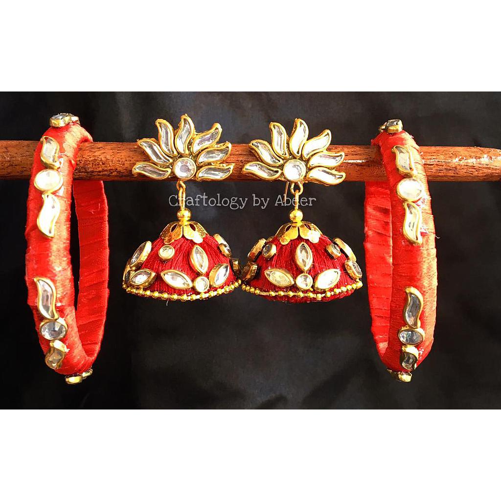 Red Jhumkay and Bangles