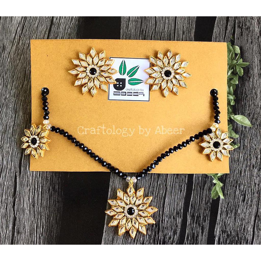 Black Beauty Choker Set with Earrings