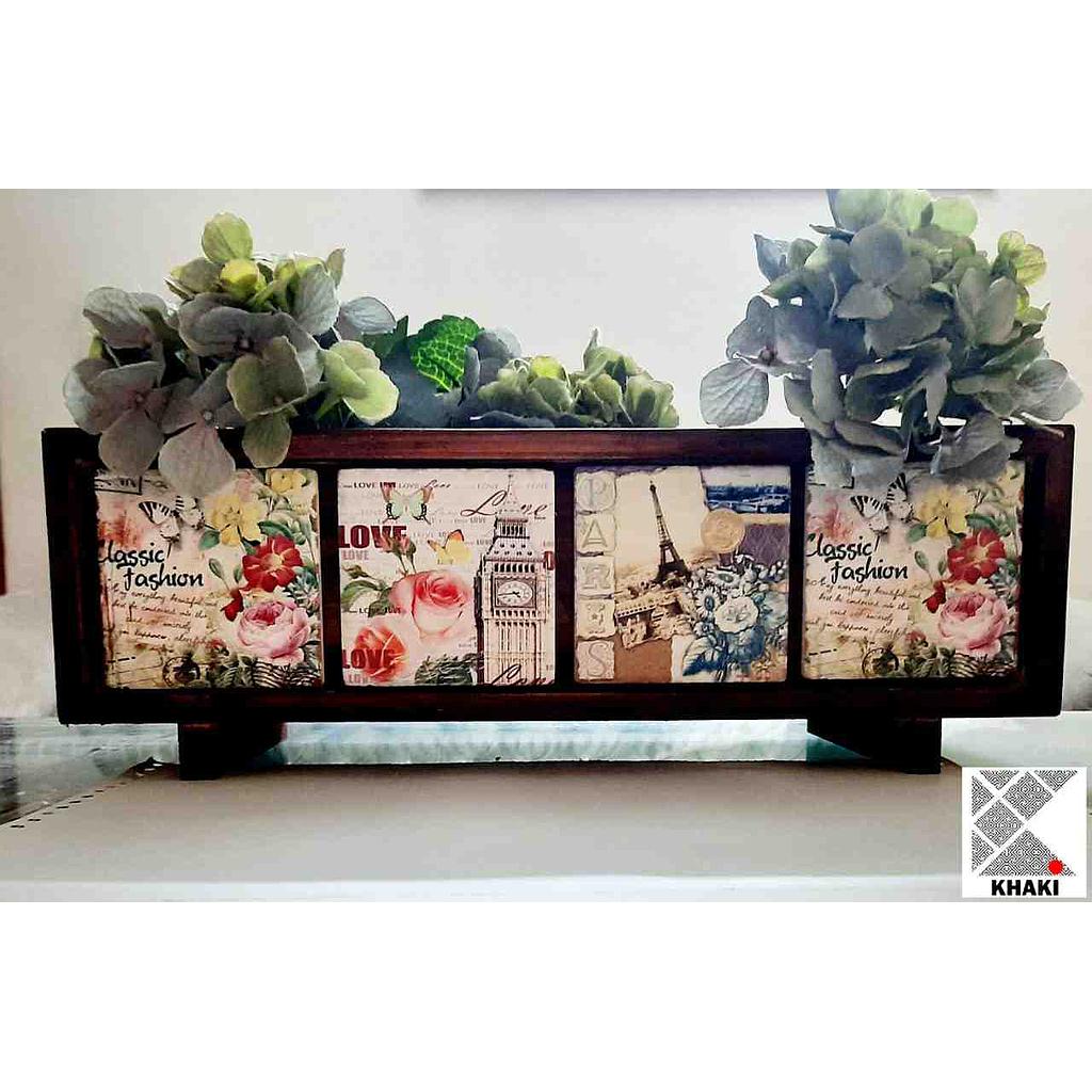 Wooden Planter with Tiles