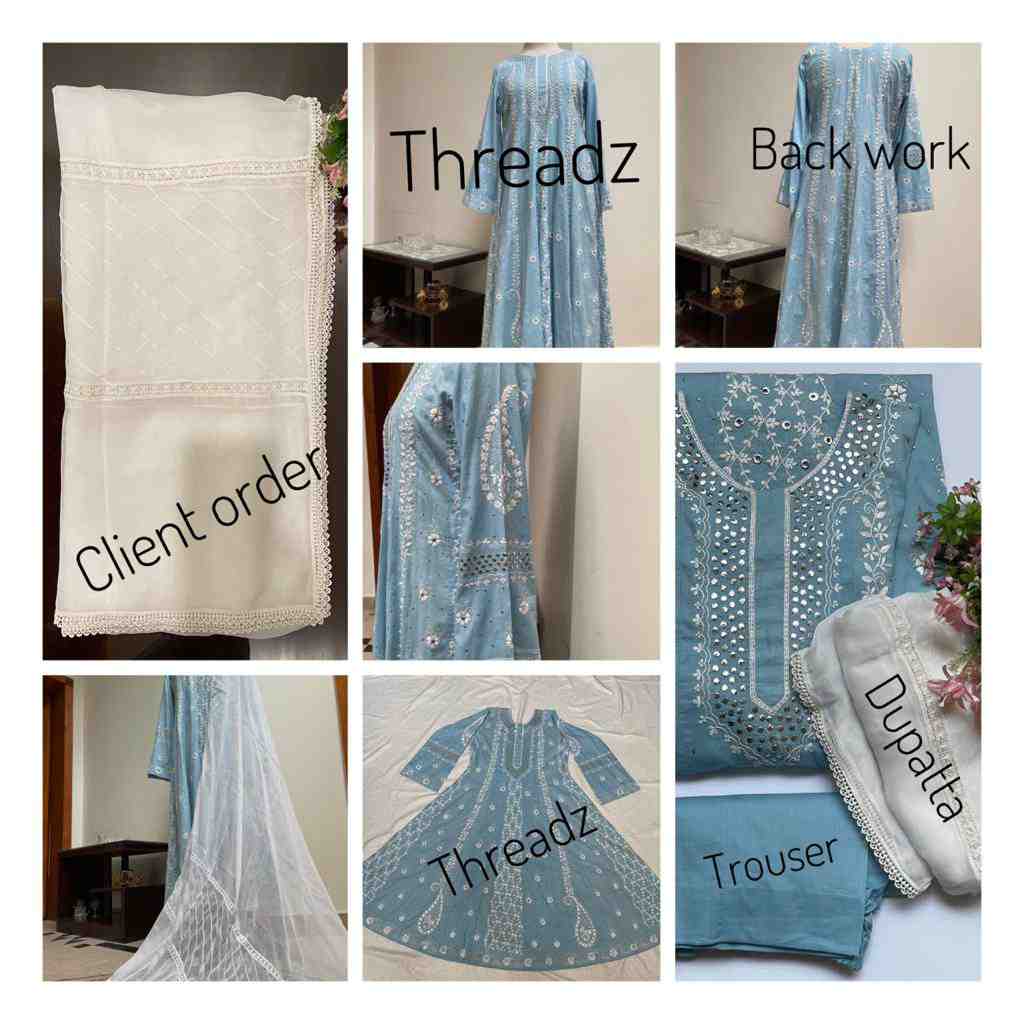 Hand Embroidered Anarkali Frock with Chikankari and Mukesh Work