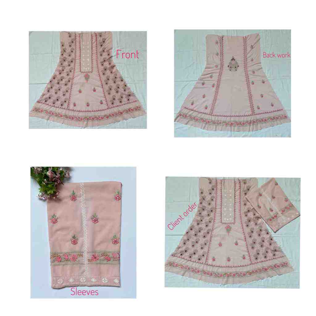Hand Embroidered Frock with Tarkashi, Chikankari and satin stitch