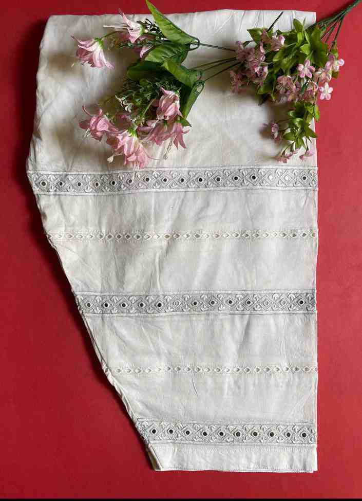 Hand Embroidered Shalwar with Satin Stitch and Mirror Work