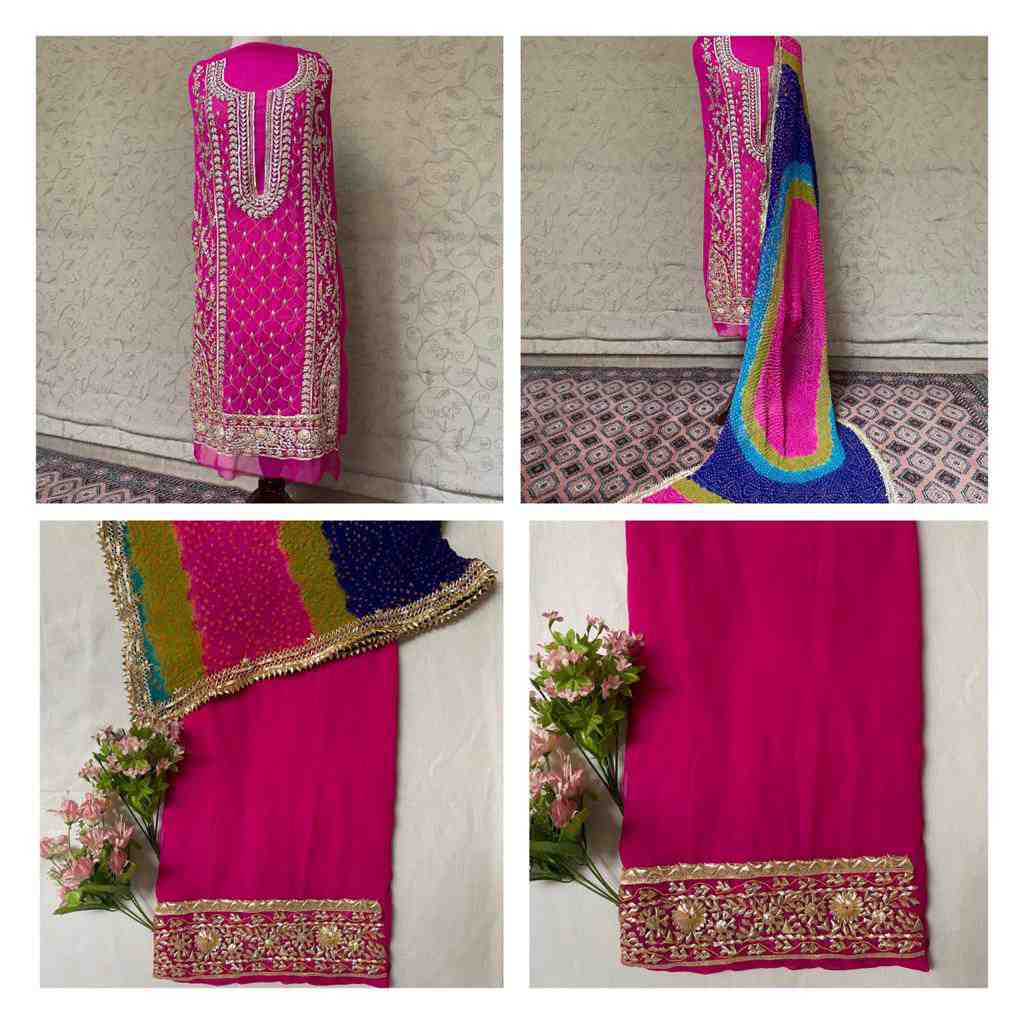Chiffon chunri dupatta and shirt with gotta work