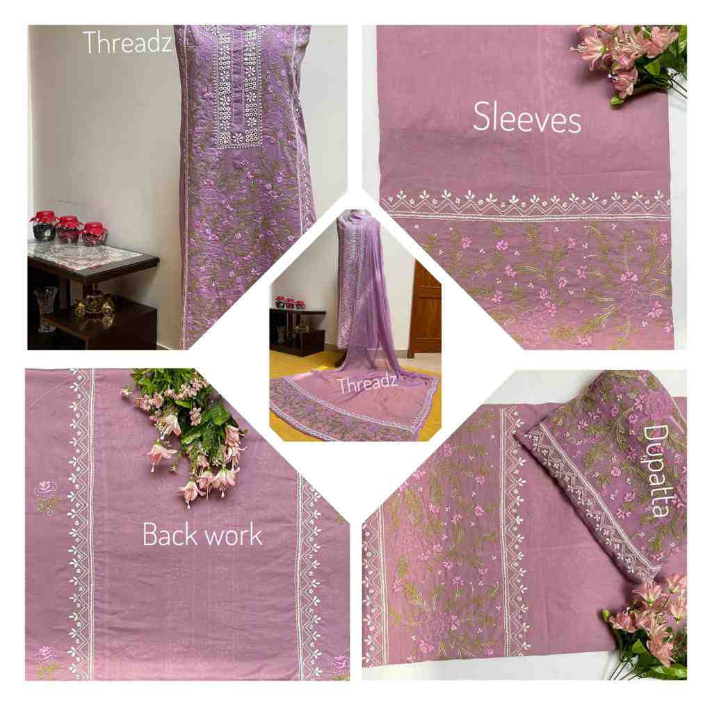 Hand Embroidered Shirt and Dupatta with Chikankari, Satin Stitch and Mirror Work
