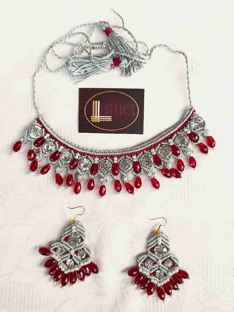 Thread jewellery - Silver and Red