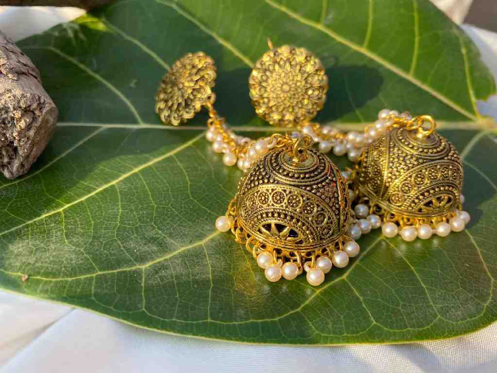 Antique oxidized Hand Crafted Jhumkay Earrings 