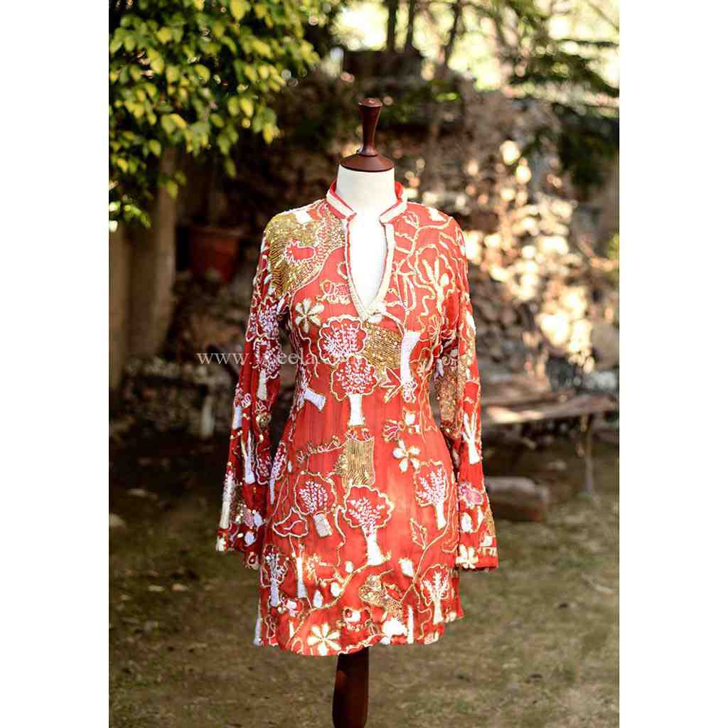 Embroidered Shirt with Sitara and Gota Work 