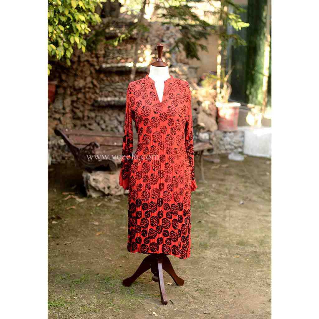 Embroidered Red Shirt with Moti Work