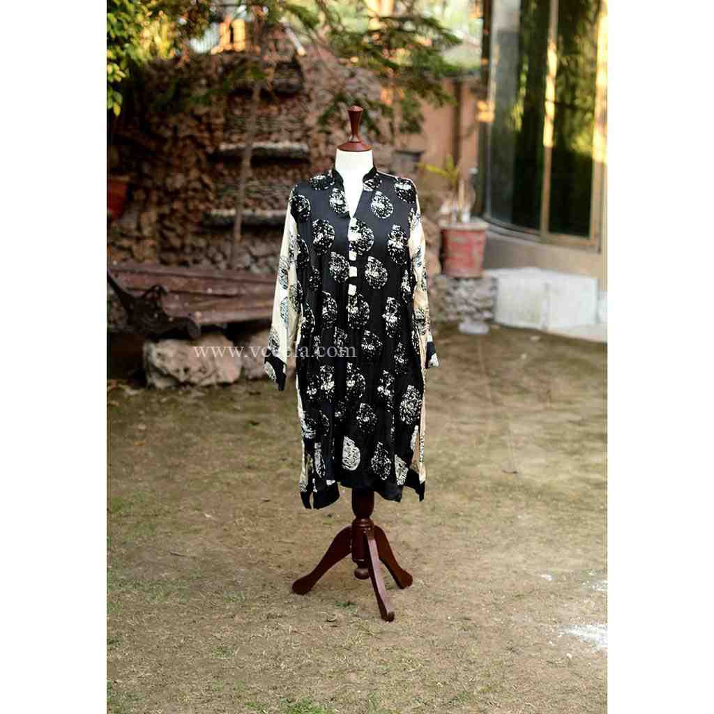 Shirt with Moti Work and Block Print 
