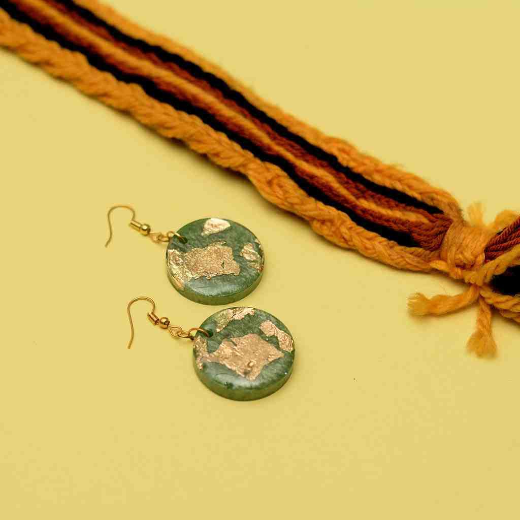 Resin Art Abstract Round Earrings
