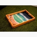 Handmade Wooden Tray - Cosmos Pattern with Ocean