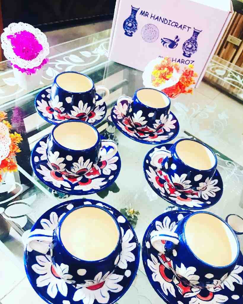Blue Pottery Cups and Saucer