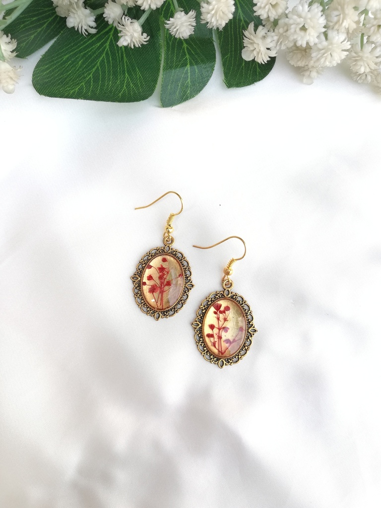 Red & Golden Floral Earrings