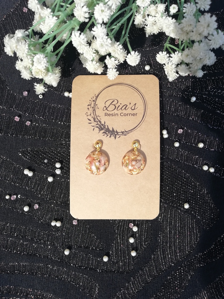 Peach Floral Stud Earrings